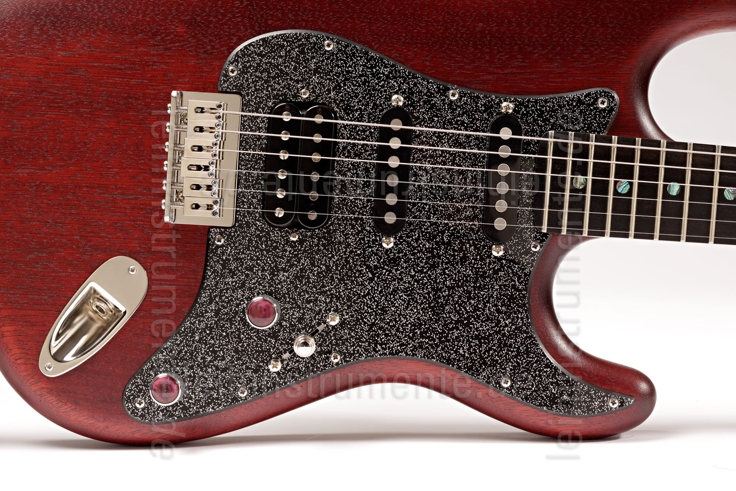 to article description / price Electric Guitar BERSTECHER Deluxe - Black Cherry / Black Sparkle + hard case - made in Germany