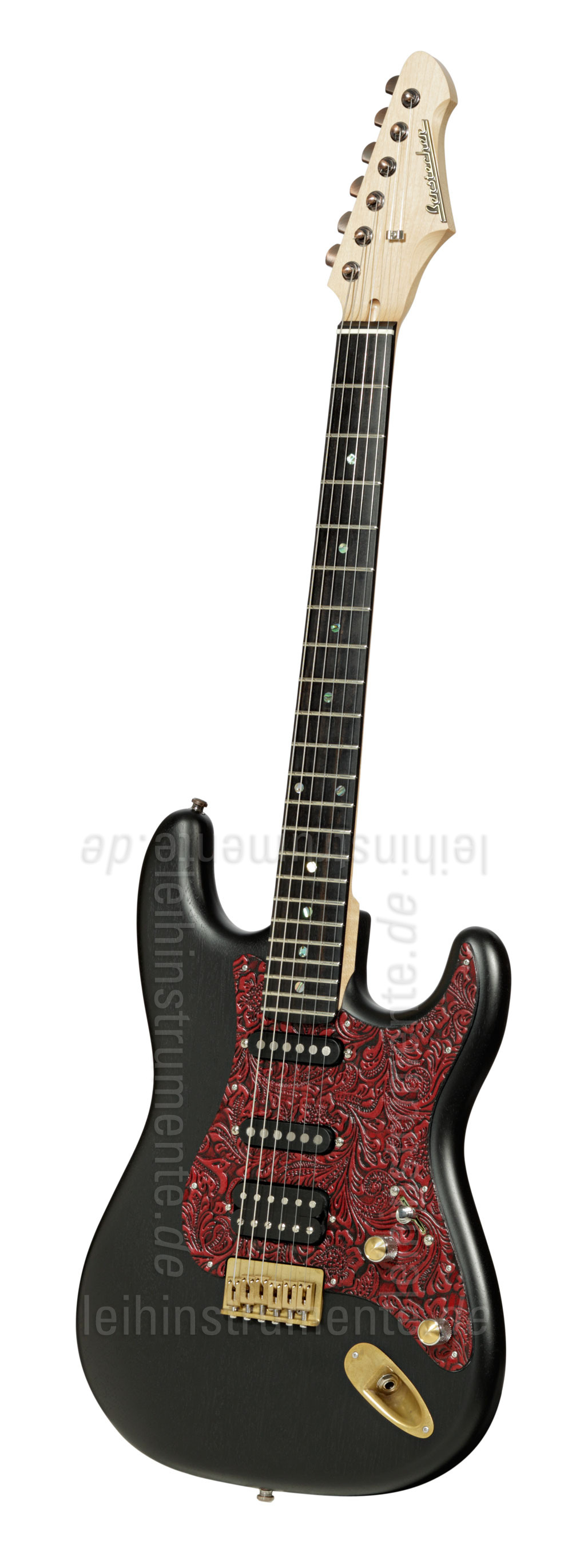 to article description / price Electric Guitar BERSTECHER Deluxe Vintage - Black / Floral Red + hard case - made in Germany