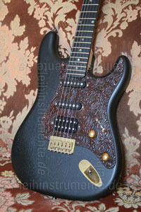 Large view Electric Guitar BERSTECHER Deluxe Vintage (Hot B) - Black / Floral Brown + hard case - made in Germany