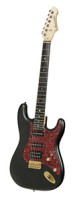 Electric Guitar BERSTECHER Deluxe Vintage - Black / Floral Red + hard case - made in Germany